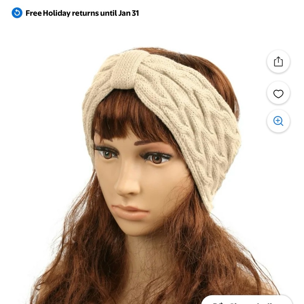 Women’s Cable Knit Headband in Cream color